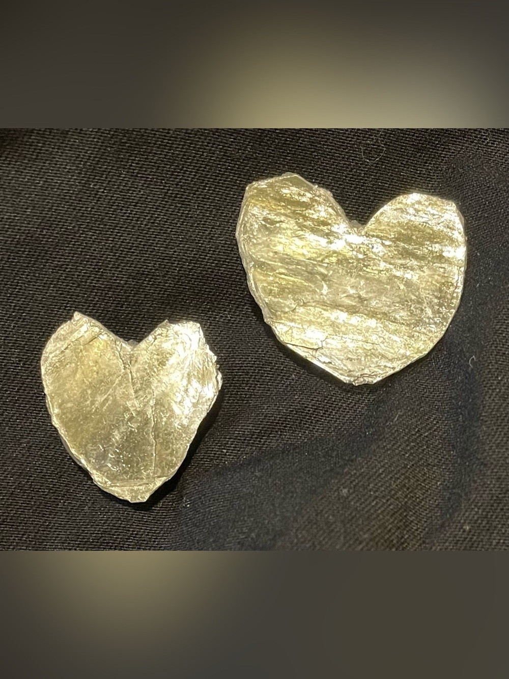 Pair of Muscovite Mica Heart Fridge Magnets